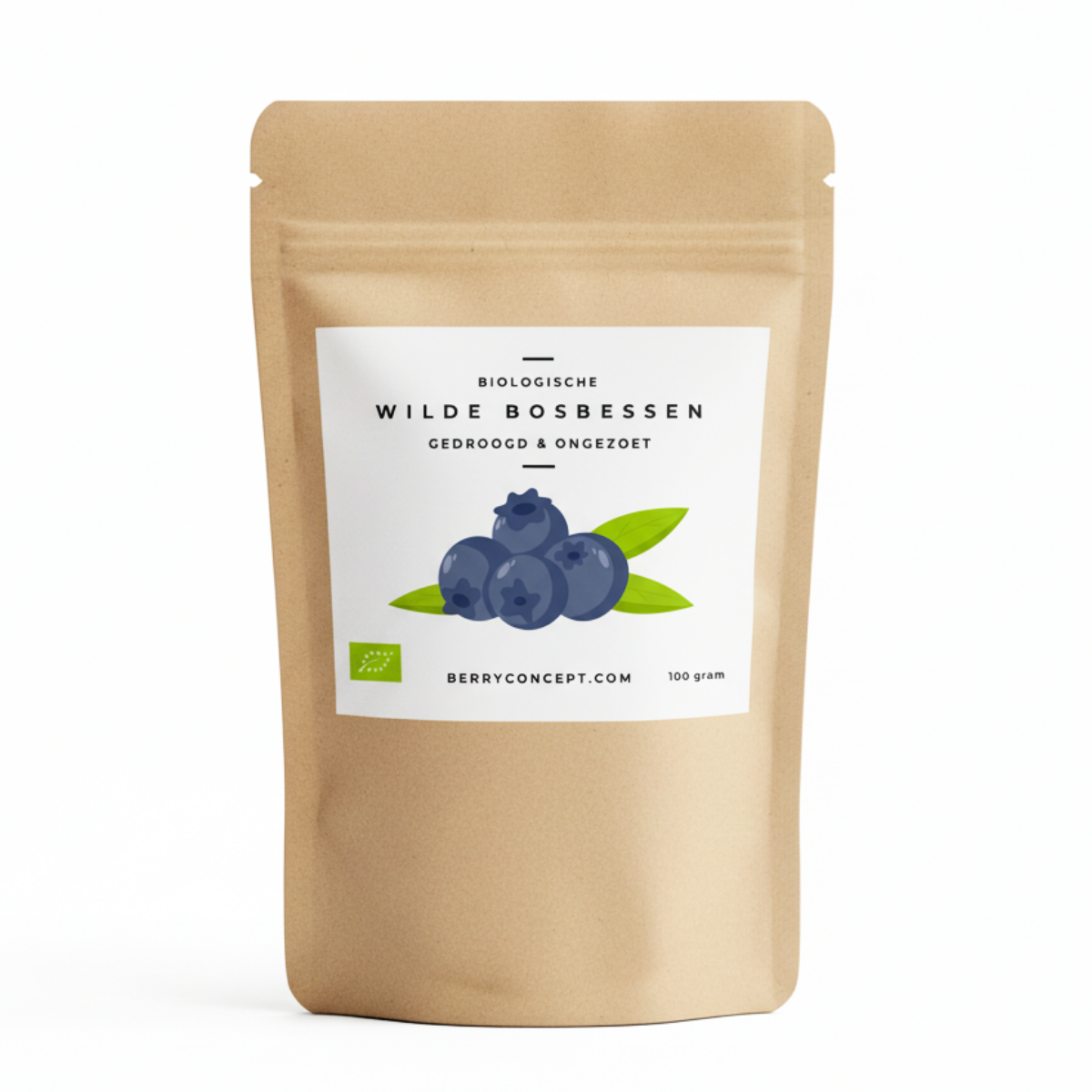 Biologische wilde bosbessen - gedroogd & ongezoet 100g