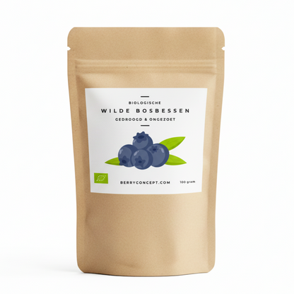 Biologische wilde bosbessen - gedroogd & ongezoet 100g
