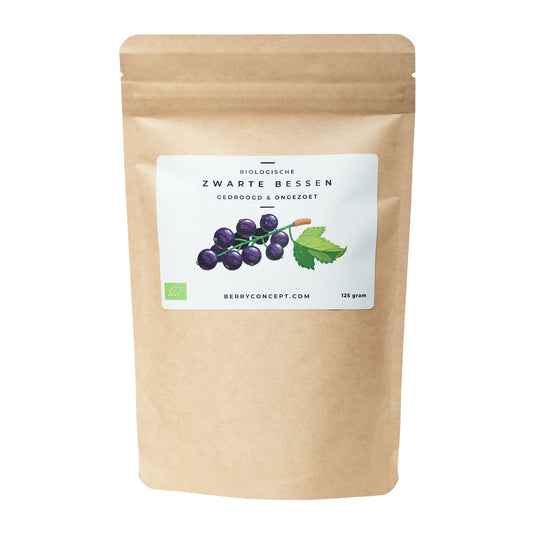 Biologische zwarte bessen - gedroogd & ongezoet 125g