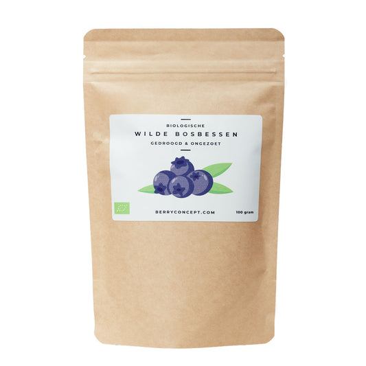 Biologische wilde bosbessen - gedroogd & ongezoet 100g